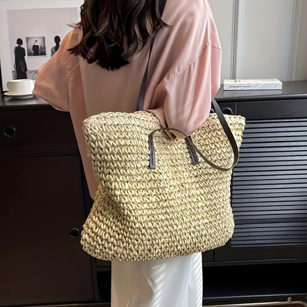 FINAL PRICE ❤️‍🔥 RAFFIA LARGE WOVEN BEACH BAG NWT - Picture 3 of 9